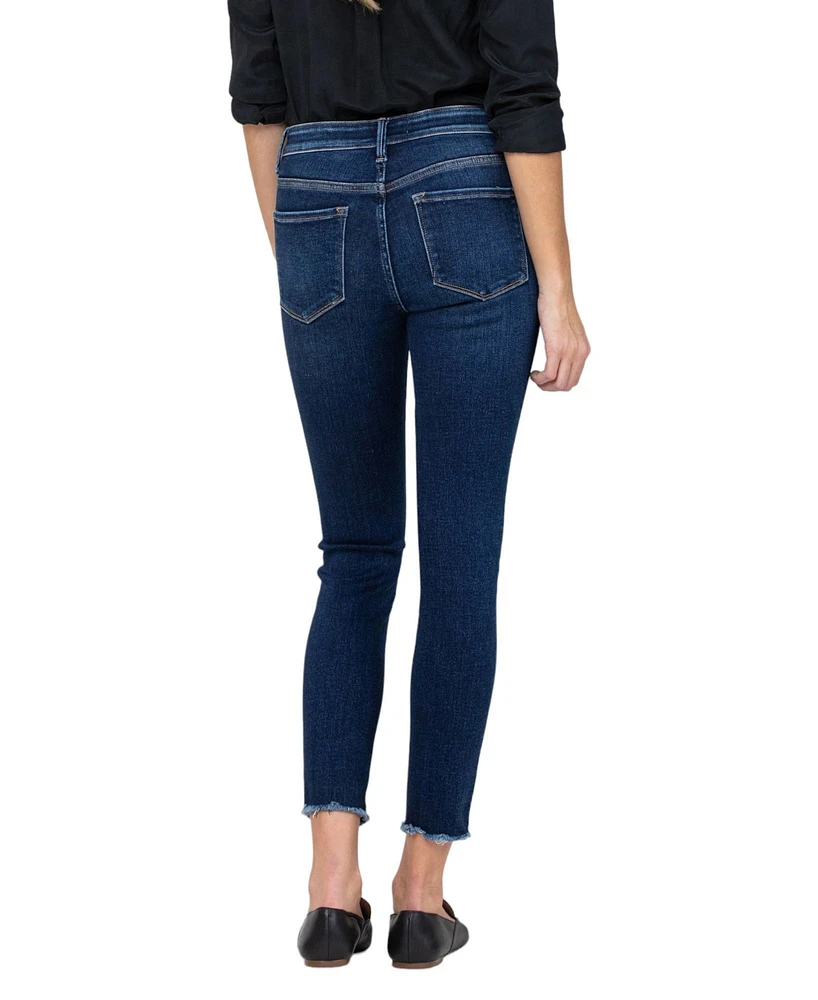 Vervet Women's Mid Rise Raw Hem Cropped Skinny Jeans