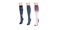 Muk Luks Women's 3 Pack Cotton Compression Knee-High Socks