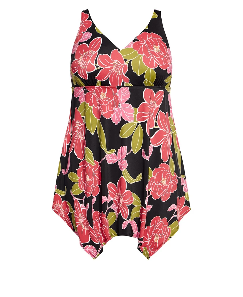 Plus Sharkbite Print Swim Dress