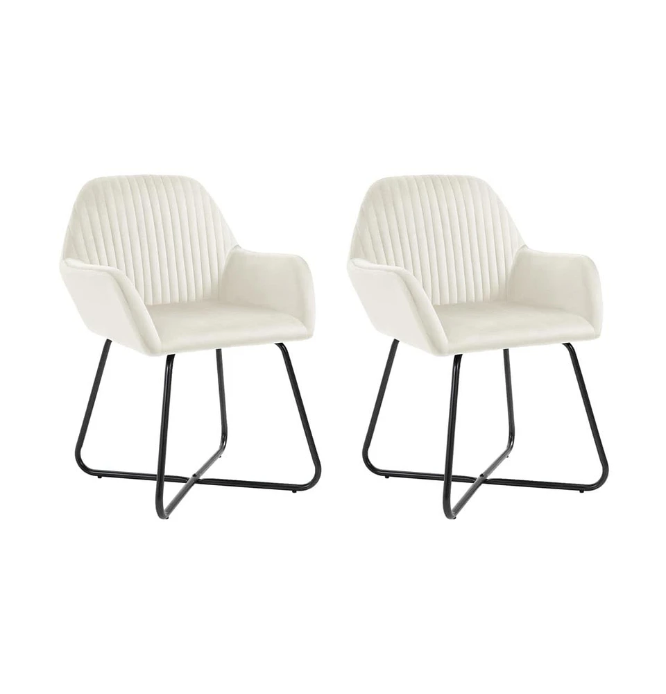 Dining Chairs 2 pcs Cream Velvet