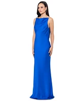 Betsy & Adam Women's Satin Beaded-Strap Gown