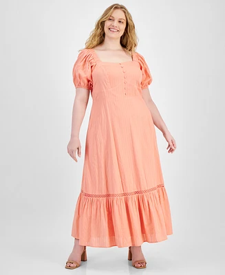 And Now This Trendy Plus Puff-Sleeve Floral Maxi Dress, Created for Macy's