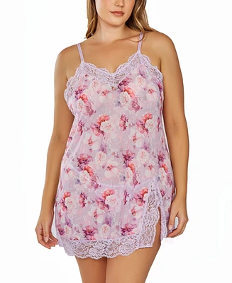 iCollection Plus 1Pc. Brushed Floral Chemise Nightgown