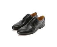 Gino Vitale Men's Handcrafted Genuine Leather Brogue Wingtip Medallion Dress Shoe