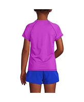 Lands' End Girls Chlorine Resistant Short Sleeve Crew Neck UPF50 Rash Guard