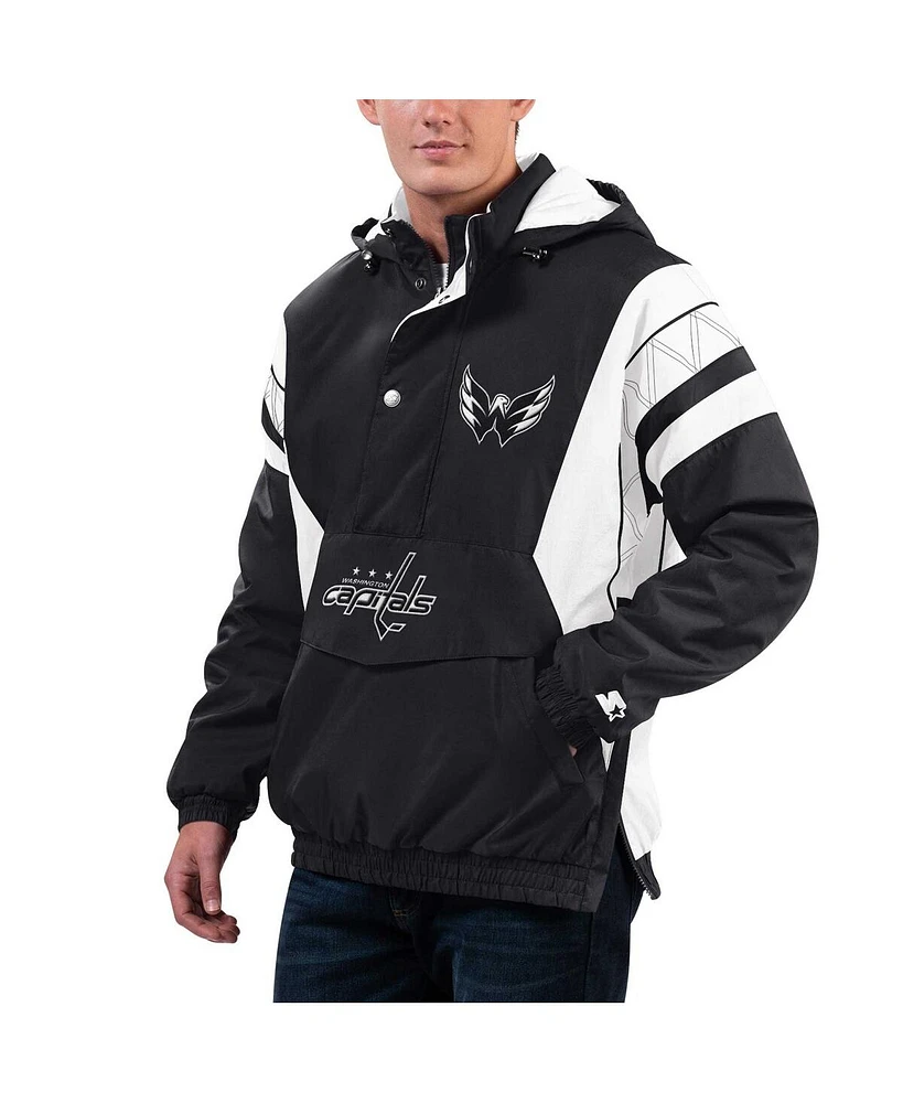 Men's Starter Black Washington Capitals Home Team Half-Zip Hoodie Jacket