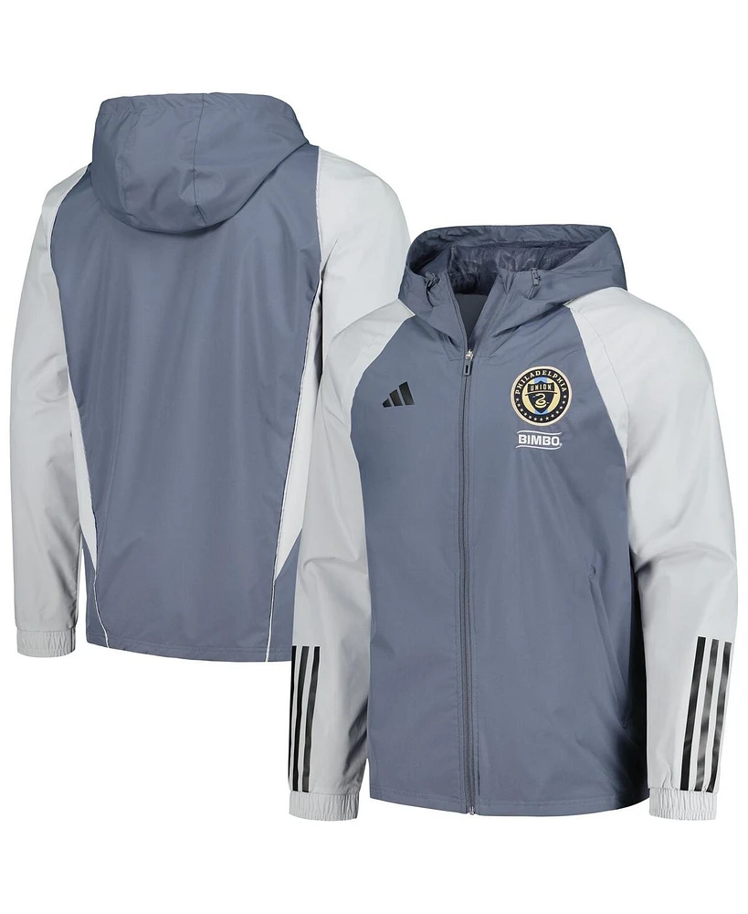 Men's adidas Gray Philadelphia Union 2024 All-Weather Raglan Full-Zip Jacket