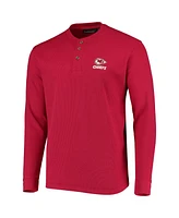 Men's Dunbrooke Red Kansas City Chiefs Logo Maverick Thermal Henley Long Sleeve T-shirt