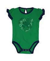 Baby Girls Navy, Green Notre Dame Fighting Irish Too Much Love Two-Piece Bodysuit Set