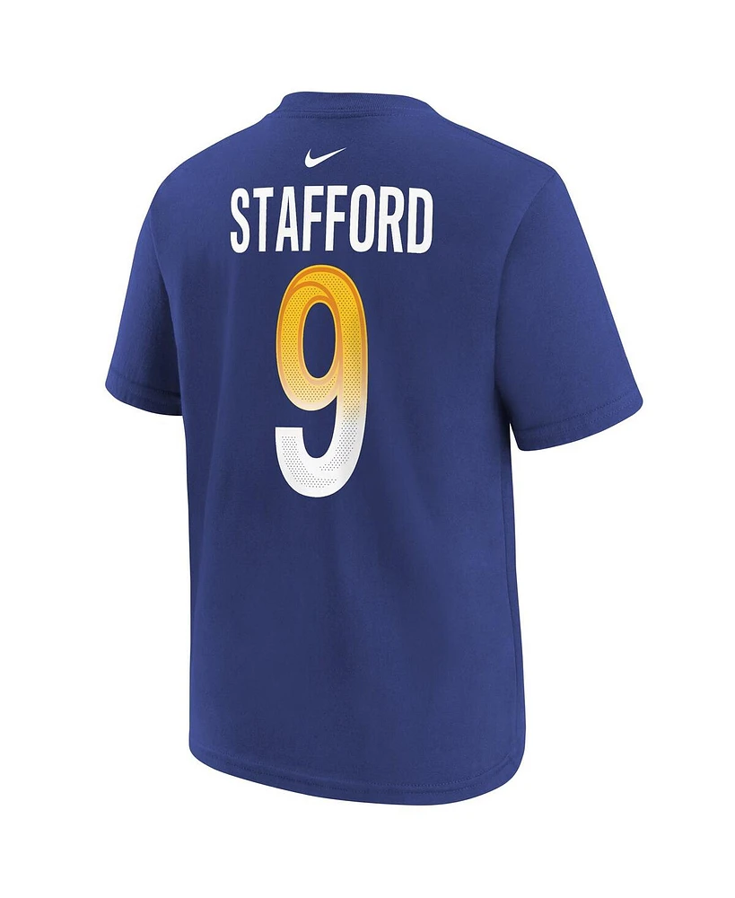 Big Boys Nike Matthew Stafford Royal Los Angeles Rams Super Bowl Lvi Name and Number T-shirt