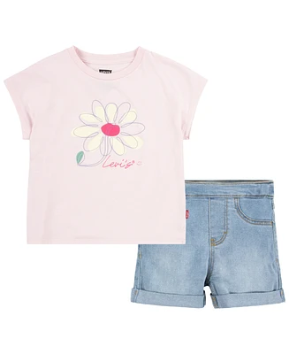 Levi's Little Girls Floral Dolman T-shirt and Shorts Set