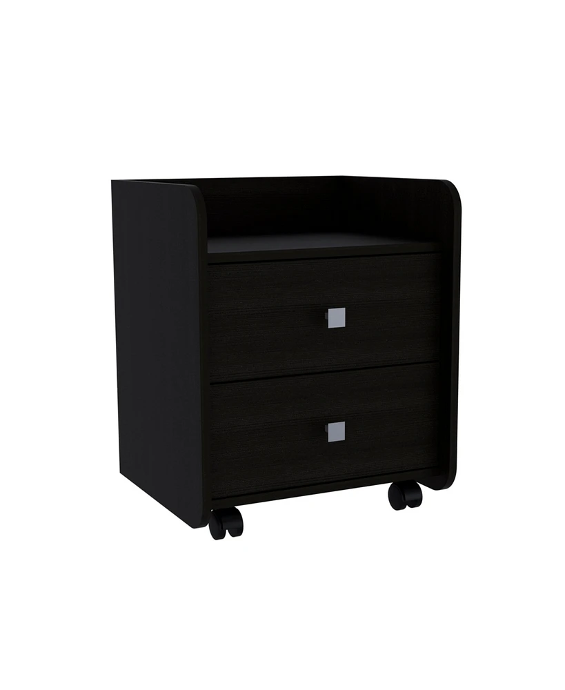 Depot E-shop Marsella Nightstand, Two Drawers, Superior Top, Metal Handle