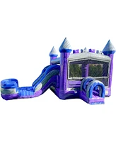 Xjump Purplish Castle Commercial Grade Bounce House Water Slide with Splash Pool for Kids and Adults (with Blower), 15oz Pvc Vinyl, Basketball Hoop, W