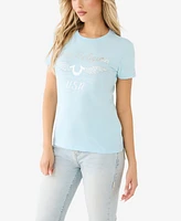 True Religion Women's Short Sleeve Crystal Wing Horseshoe T-shirt