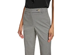 Karl Lagerfeld Women's Checkered Mid Rise Straight-Leg Pants