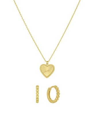 And Now This Hoop 18K Gold Plated Heart Earring and Heart Necklace with Jewelry Box Set