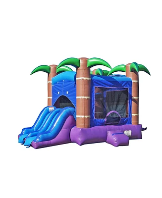 HeroKiddo Enchanted Forest Commercial Grade Bounce House with Dual Slide for Kids and Adults (with Blower), 100% Pvc Vinyl, Basketball Hoop, Outdoor I