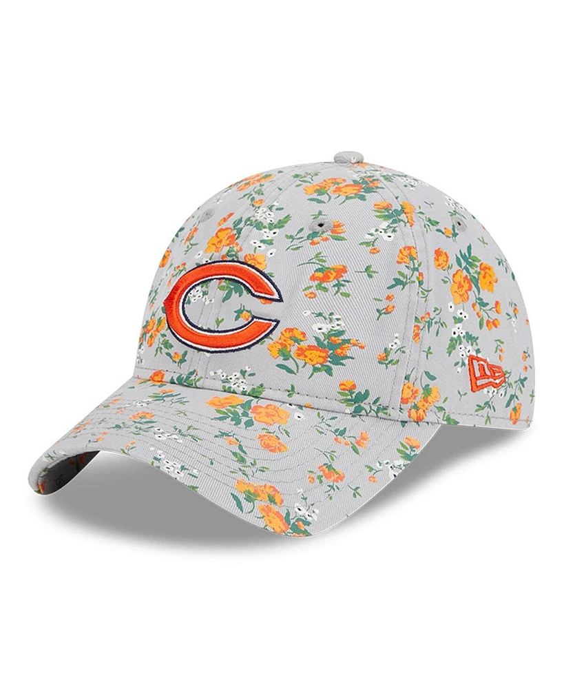 Girls Youth New Era Gray Chicago Bears Bouquet 9TWENTY Adjustable Hat