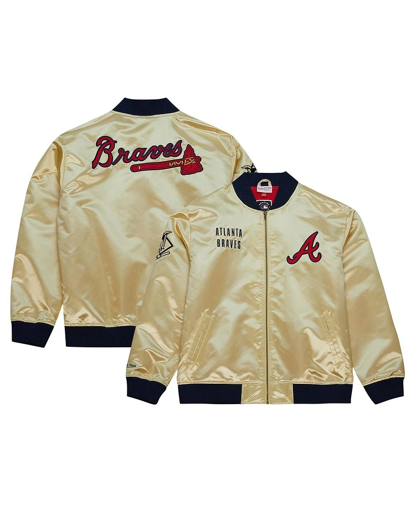 Men's Mitchell & Ness Gold Atlanta Braves Og 2.0 Lightweight Satin Full-Zip Jacket