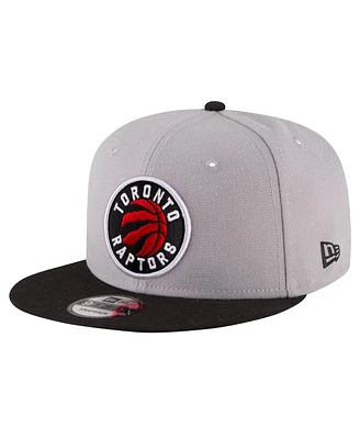 Men's New Era Gray, Black Toronto Raptors Official Team Color 2Tone 9FIFTY Snapback Hat