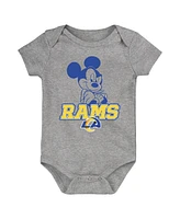 Baby Boys and Girls Royal, Gold, Gray Los Angeles Rams Three-Piece Disney Game Time Bodysuit Set