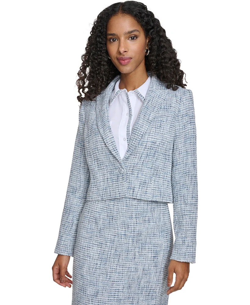 Calvin Klein Women's Peak-Lapel Single-Button Cropped Blazer