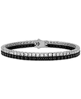 Esquire Men's Jewelry Black & White Cubic Zirconia Double Strand Tennis Bracelet in Sterling Silver, Created for Macy's