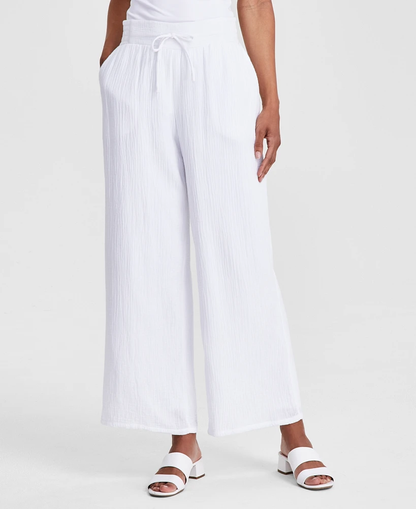 Jm Collection Women's Wide Leg Gauze Pants