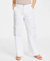 On 34th Women's White High Rise Utility Cargo Jeans, Created for Macy's