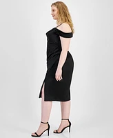 B Darlin Trendy Plus Off-Shoulder Spaghetti-Strap Dress