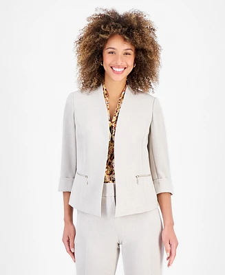 Kasper Petite Stand Collar 3/4-Sleeve Blazer