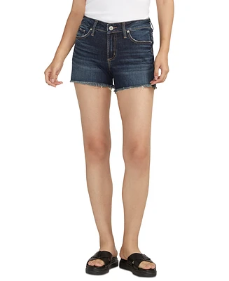 Silver Jeans Co. Women's Suki Luxe Stretch Mid Rise Curvy Fit Denim Shorts