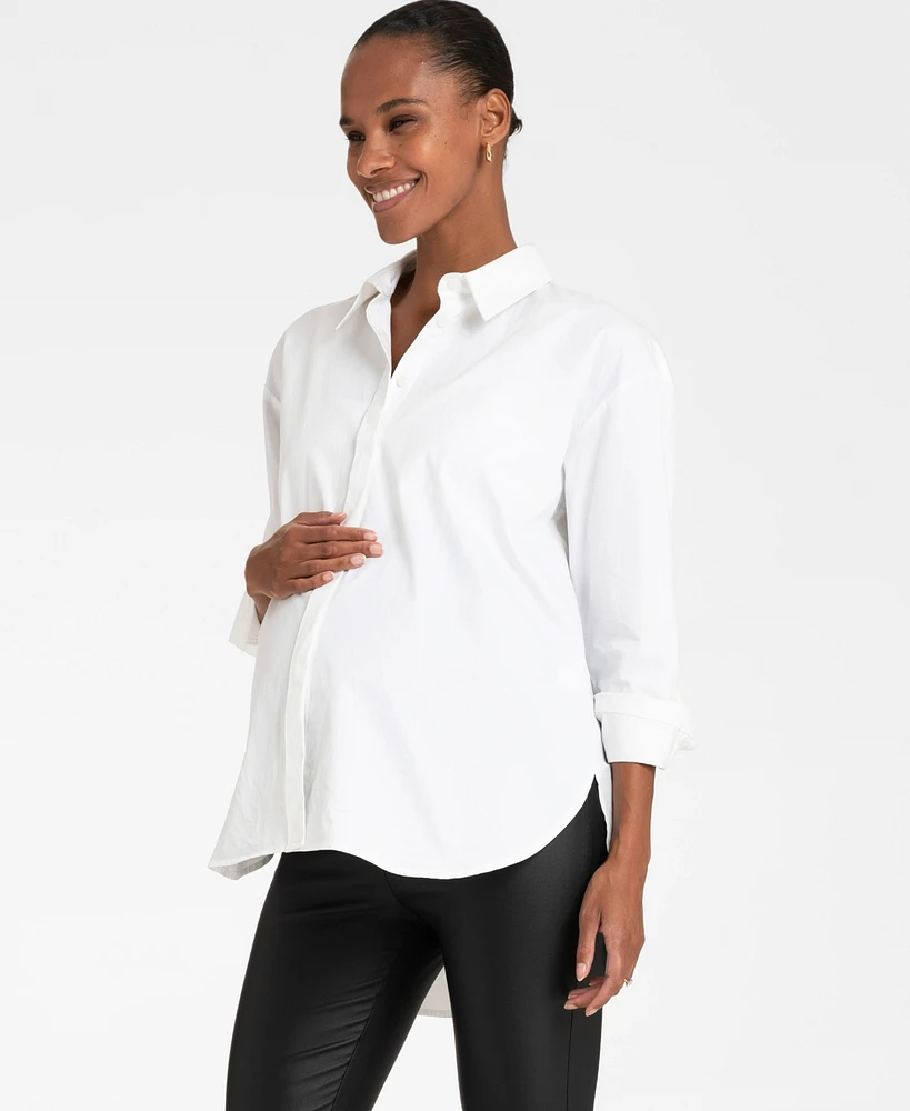 Seraphine Women's Cotton Curved Hem Maternity Shirt