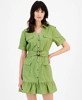 Donna Morgan Women's Belted Utility Shirtdress