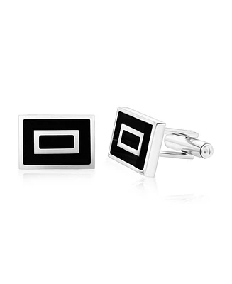 Metallo Stainless Steel Enamel Square Cuff Links