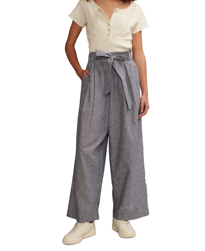 Lucky Brand Women's Belted Paperbag-Waist Wide-Leg Pants