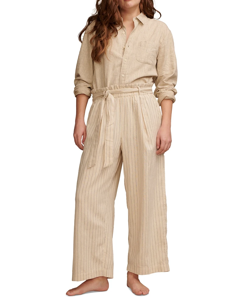 Lucky Brand Women's Belted Paperbag-Waist Wide-Leg Pants