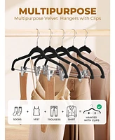 House Day Velvet Skirt Hangers 24 Pack, Black Velvet Hangers with Adjustable Clips