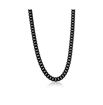 Metallo Stainless Steel Matte Black Ip Plated 8mm Miami Cuban Chain Necklace