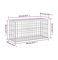 Patio Bench Gabion Design 32.7"x12.4"x16.5" Solid Wood Pine