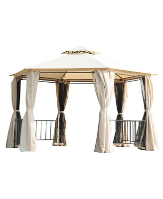 Outsunny 13' x 13' Patio Gazebo, Double Roof Gazebo Canopy Shelter,