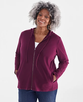 Style & Co Plus Zip-Up Hooded Sweatshirt, Created for Macy's