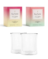 Tea Forte Cold Brew Duo and Poom Cup Tea Bundle, 4 Piece