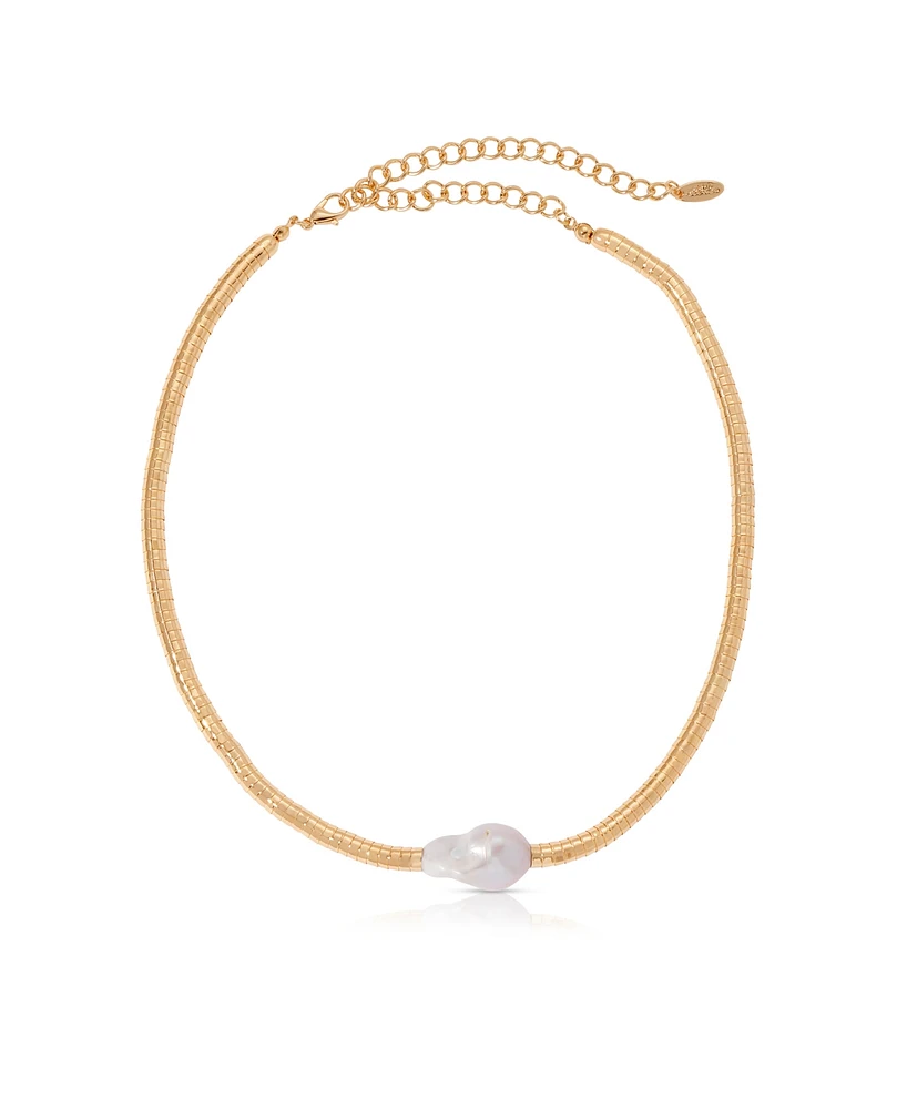 Ettika Liquid 18K Gold-Plated and Cultured Freshwater Pearl Choker