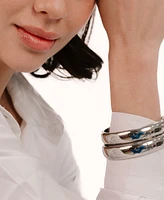 Ettika Simple Stackable Silver-Plated Bangle Bracelet Set