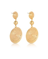 Ettika Textured Disc 18K Gold-Plated Statement Earrings