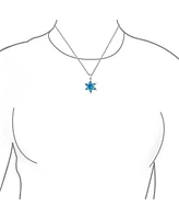 Bling Jewelry Hanukkah Magen Judaic Blue Created Synthetic Opal Inlay Star Of David Pendant Necklace For Bat Mitzvah For Women Sterling Silver