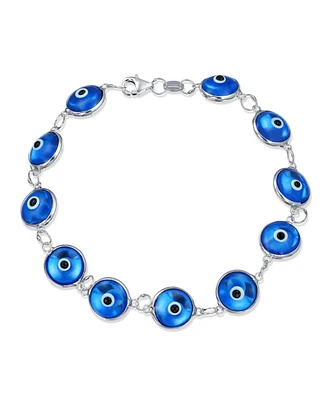 Bling Jewelry Protection Good Luck Amulet Turkish Translucent Glass Bead Evil Eye Bracelet For Women Sterling Silver Inch