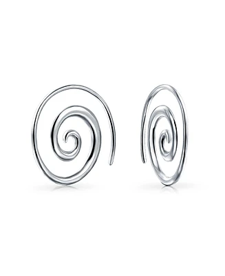 Bling Jewelry Geometric Tribal Swirl Wire Spiral Hoop Threader Earrings For Women Sterling Silver