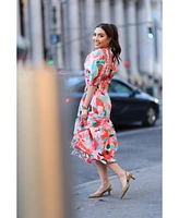 Jessie Zhao New York Ramona Watermelon Smocked Midi Dress